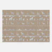 クラフト素朴ノルディックセーター金ゴールドミックスウィンター動物 ラッピングペーパーシート (正面3)