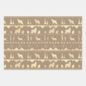 クラフト素朴ノルディックセーター金ゴールドミックスウィンター動物 ラッピングペーパーシート (正面3)