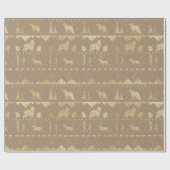 クラフト素朴ノルディックセーター金ゴールド冬の動物 ラッピングペーパー (フラット)