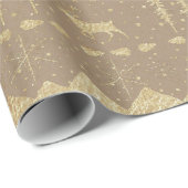 クラフト素朴ノルディックセーター金ゴールド冬の動物 ラッピングペーパー (ロールコーナー)