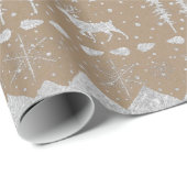 クラフト素朴ノルディックセーター銀冬季動物 ラッピングペーパー (ロールコーナー)