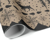 クラフト素朴ノルディックセーター黒い冬の動物 ラッピングペーパー (ロールコーナー)