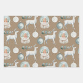 クラフト素朴ハイゲコージークリスマスウィンターデコール ラッピングペーパーシート (正面3)