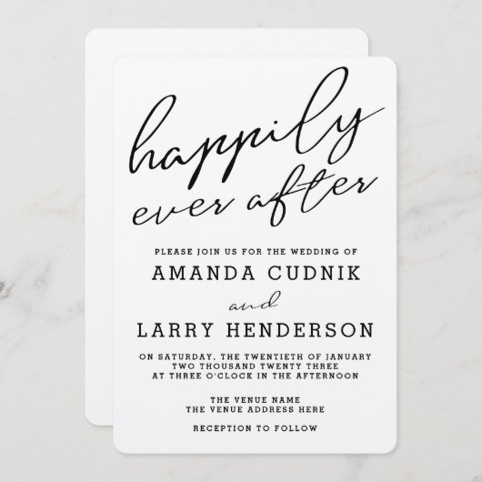 クラフト素朴ハッピーエバーアフター結婚式招待状 招待状 (正面/裏面)