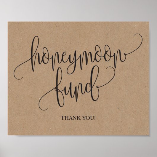 クラフト素朴ハネムーン基金結婚のサイン ポスター (正面)