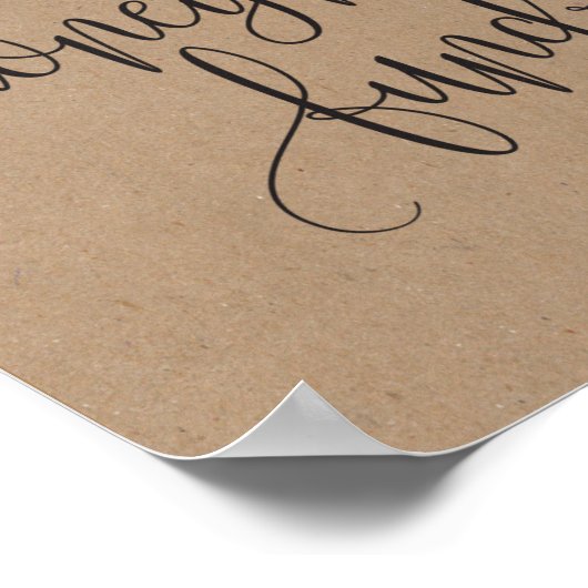 クラフト素朴ハネムーン基金結婚のサイン ポスター (角)