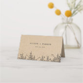 クラフト素朴ハンドドロー山&パインズ結婚ズ プレイスカード (裏面)