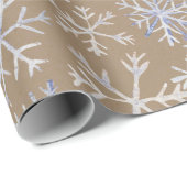 クラフト素朴ハンドドロー氷の青の白い雪の結晶 ラッピングペーパー (ロールコーナー)