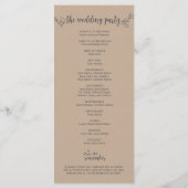 クラフト素朴バックグラウンドの結婚式 プログラムカード プログラム (裏面)