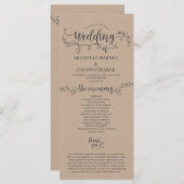 クラフト素朴バックグラウンドの結婚式 プログラムカード プログラム (正面/裏面)
