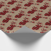 クラフト素朴バッファロープレイドスタッグヘッド大〔雄ジカの〕枝角 ラッピングペーパー (角)