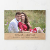 クラフト素朴ヒマフラワーフローラ結婚ズ 三つ折り招待状 (カバー)