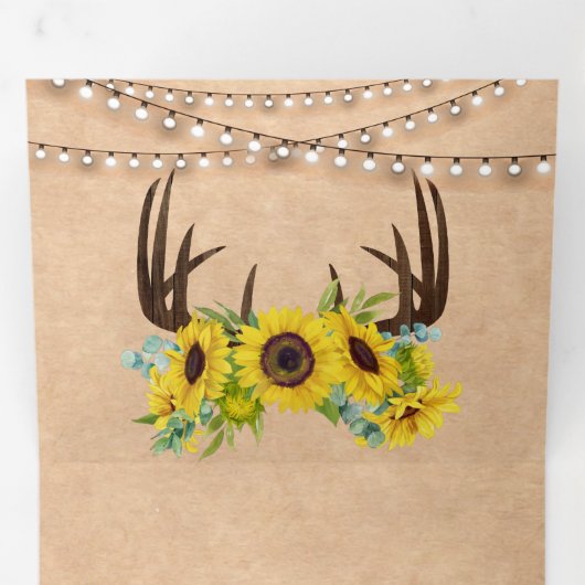 クラフト素朴ヒマフラワーフローラ結婚ズ 三つ折り招待状 (内部最初)