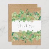 クラフト素朴ビジネスユーカリフローラありがとう サンキューカード (正面/裏面)