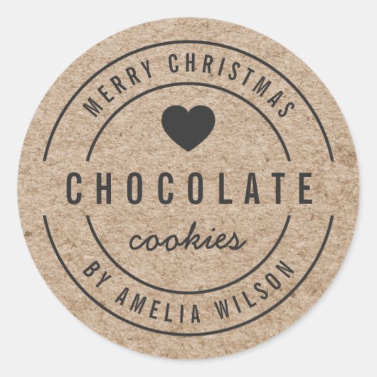 クラフト素朴フェイク自家製グッズ楽しいクリスマス ラウンドシール (正面)