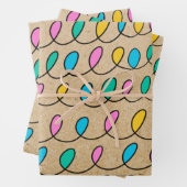 クラフト素朴フェスティバルクリスマスライト ラッピングペーパーシート (インサイチュ)