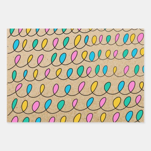 クラフト素朴フェスティバルクリスマスライト ラッピングペーパーシート (正面)