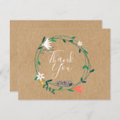 クラフト素朴フローラガーランドビジネスサンキュー サンキューカード (正面/裏面)
