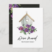 クラフト素朴フローラバードハウス新しい住所を移動 案内ポストカード (正面/裏面)