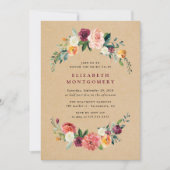 クラフト素朴フローラリースブライダルシャワー 招待状 (正面)