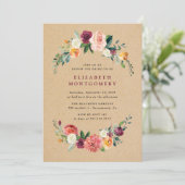 クラフト素朴フローラリースブライダルシャワー 招待状 (スタンド正面)