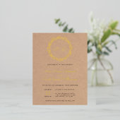 クラフト素朴フローラリース結婚ズ 箔招待状ポストカード (立ち正面)