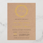 クラフト素朴フローラリース結婚ズ 箔招待状ポストカード (正面)