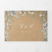 クラフト素朴フローラワイルドフラワーフォト結婚ズ 三つ折り招待状 (カバー)