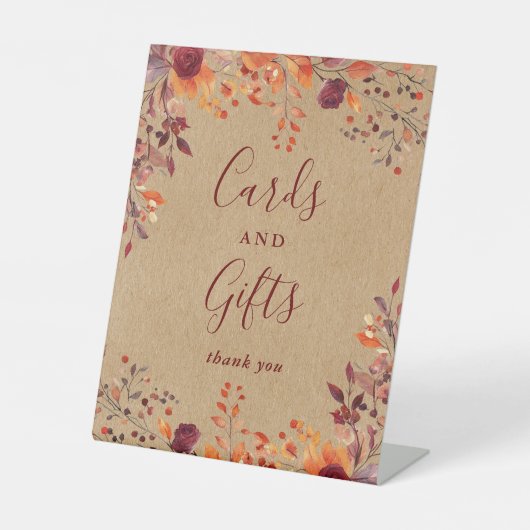 クラフト素朴フローラ秋の秋カードとギフト 台座サイン (正面)