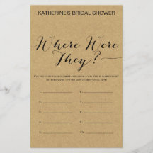 クラフト素朴ブライダルシャワーゲームプリント