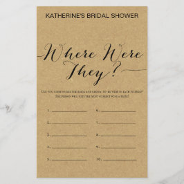 クラフト素朴ブライダルシャワーゲームプリント