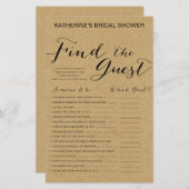 クラフト素朴ブライダルシャワーゲームプリント (正面/裏面)