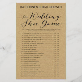 クラフト素朴ブライダルシャワーゲームプリント