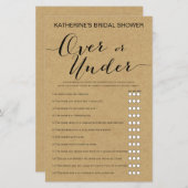 クラフト素朴ブライダルシャワーゲームプリント (正面/裏面)