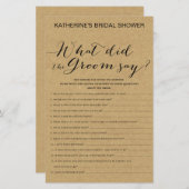 クラフト素朴ブライダルシャワーゲームプリント (正面/裏面)