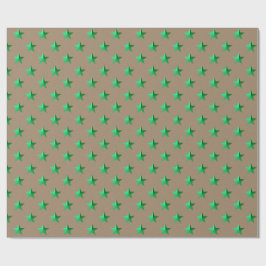 クラフト素朴ブライトグリーンスターズ ラッピングペーパー