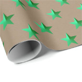 クラフト素朴ブライトグリーンスターズ ラッピングペーパー (ロールコーナー)