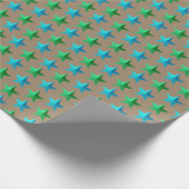 クラフト素朴ブライトグリーンブルースターズ ラッピングペーパー (角)