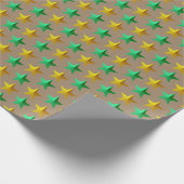 クラフト素朴ブライトグリーン金ゴールド星 ラッピングペーパー (角)