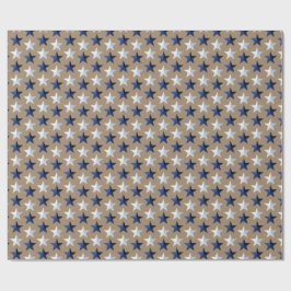 クラフト素朴ブライトネイビーブルーシルバースターズ ラッピングペーパー