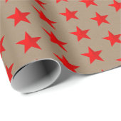 クラフト素朴ブライトレッドスターラッピング紙 ラッピングペーパー (ロールコーナー)
