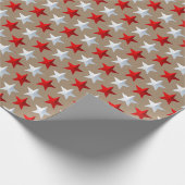 クラフト素朴ブライトレッドホワイトスターズ ラッピングペーパー (角)