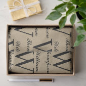 クラフト素朴ブラウンスクリプト書道モノグラム 薄葉紙 (ギフト)