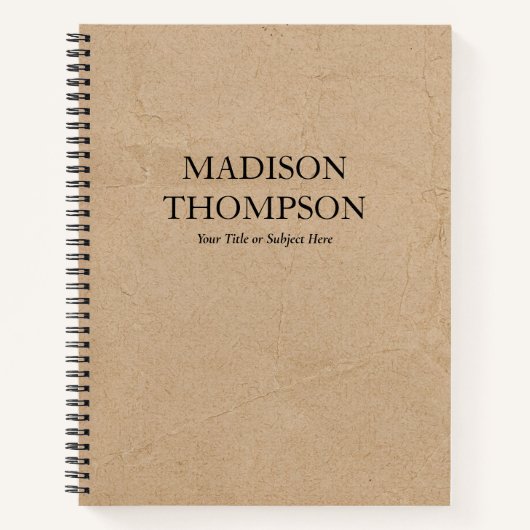 クラフト素朴ブラウン紙シンプルプロフェッショナル ノートブック (正面)