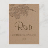 クラフト素朴ブラウン紙離れウェディングRSVP インビテーションポストカード (正面)