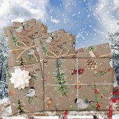 クラフト素朴ブラックキャップ《鳥》アメリカゴガラクリスマスパーティー ラッピングペーパーシート