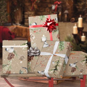 クラフト素朴ブラックキャップ《鳥》アメリカゴガラクリスマスパーティー ラッピングペーパー