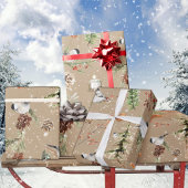 クラフト素朴ブラックキャップ《鳥》アメリカゴガラクリスマスパーティー ラッピングペーパー