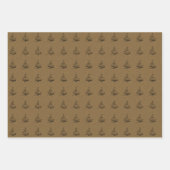 クラフト素朴ブラッククリスマスツリーパターンギフト ラッピングペーパーシート (正面2)