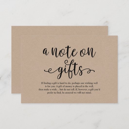 クラフト素朴ブラックスクリプト、ギフトに関するメモ エンクロージャーカード (正面/裏面)